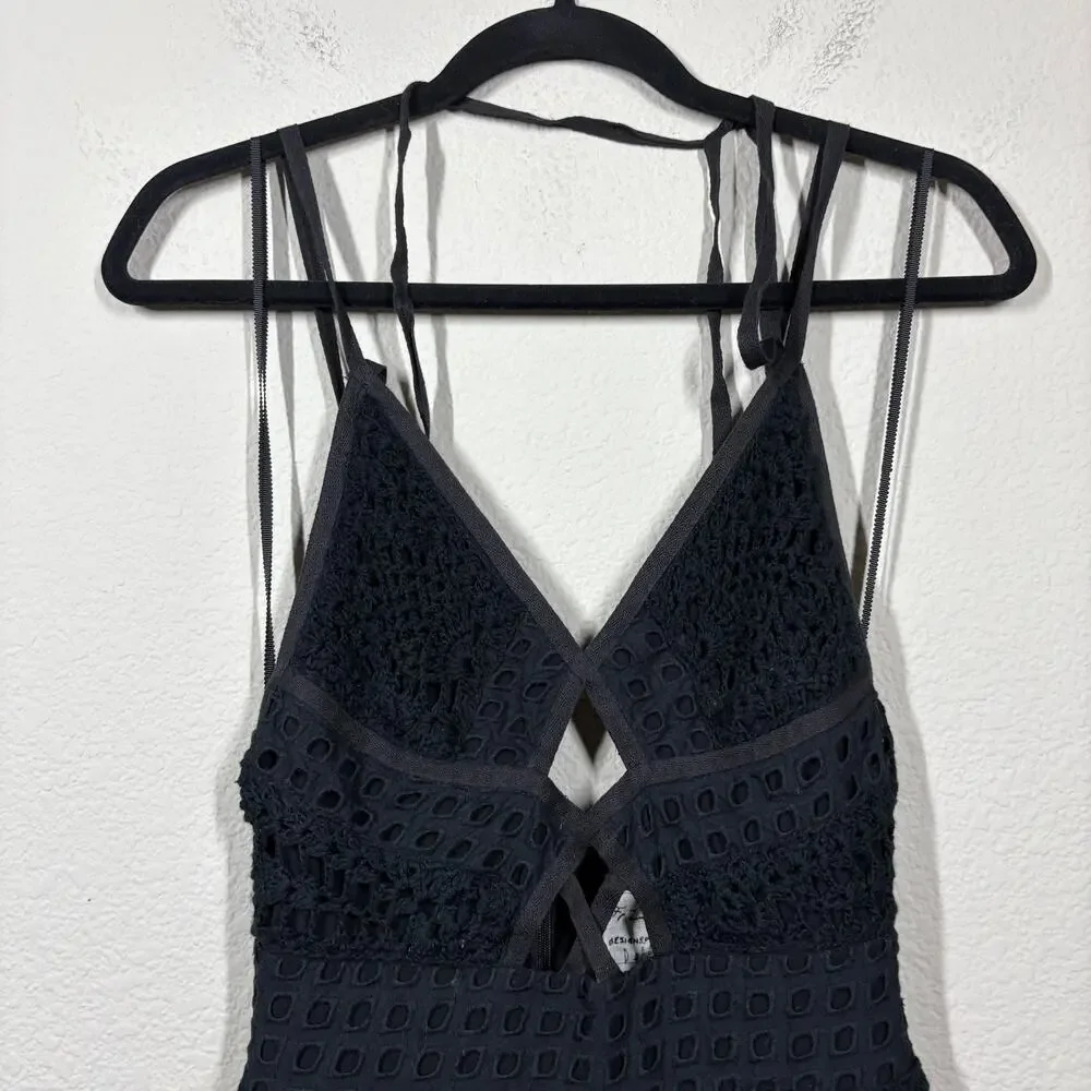Free People Limited Edition 0 Little Debbie Crochet Dress Black Sleeveless - Picture 4 of 10